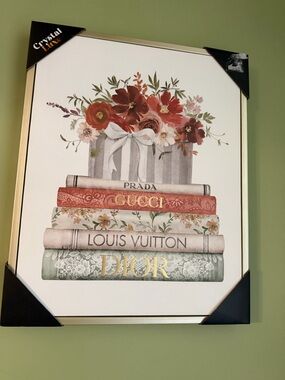 Floral Designer Books Wall Art - Red, Green, Cream